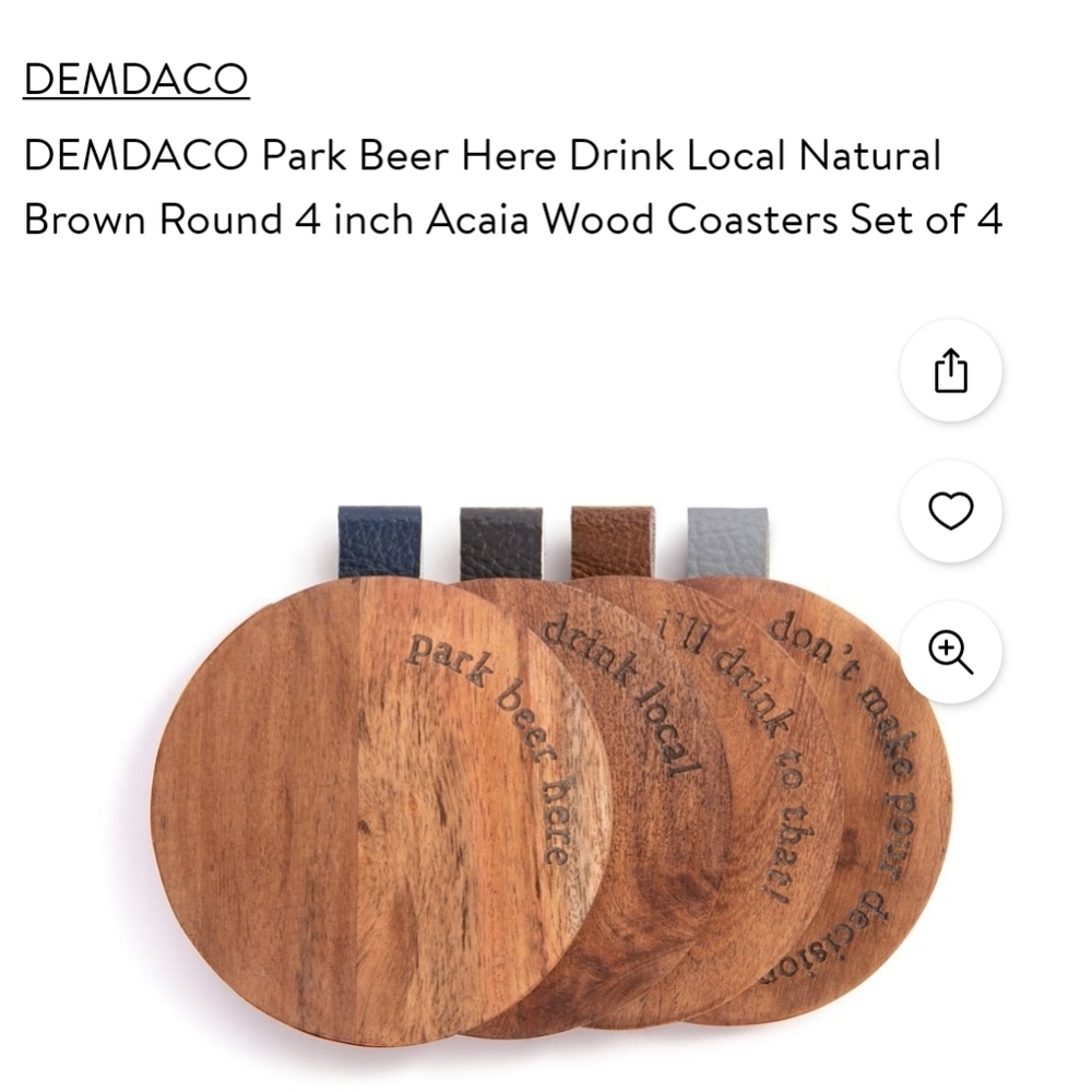 New in box! Set of 4 wooden beer Funny Park Here drink coasters